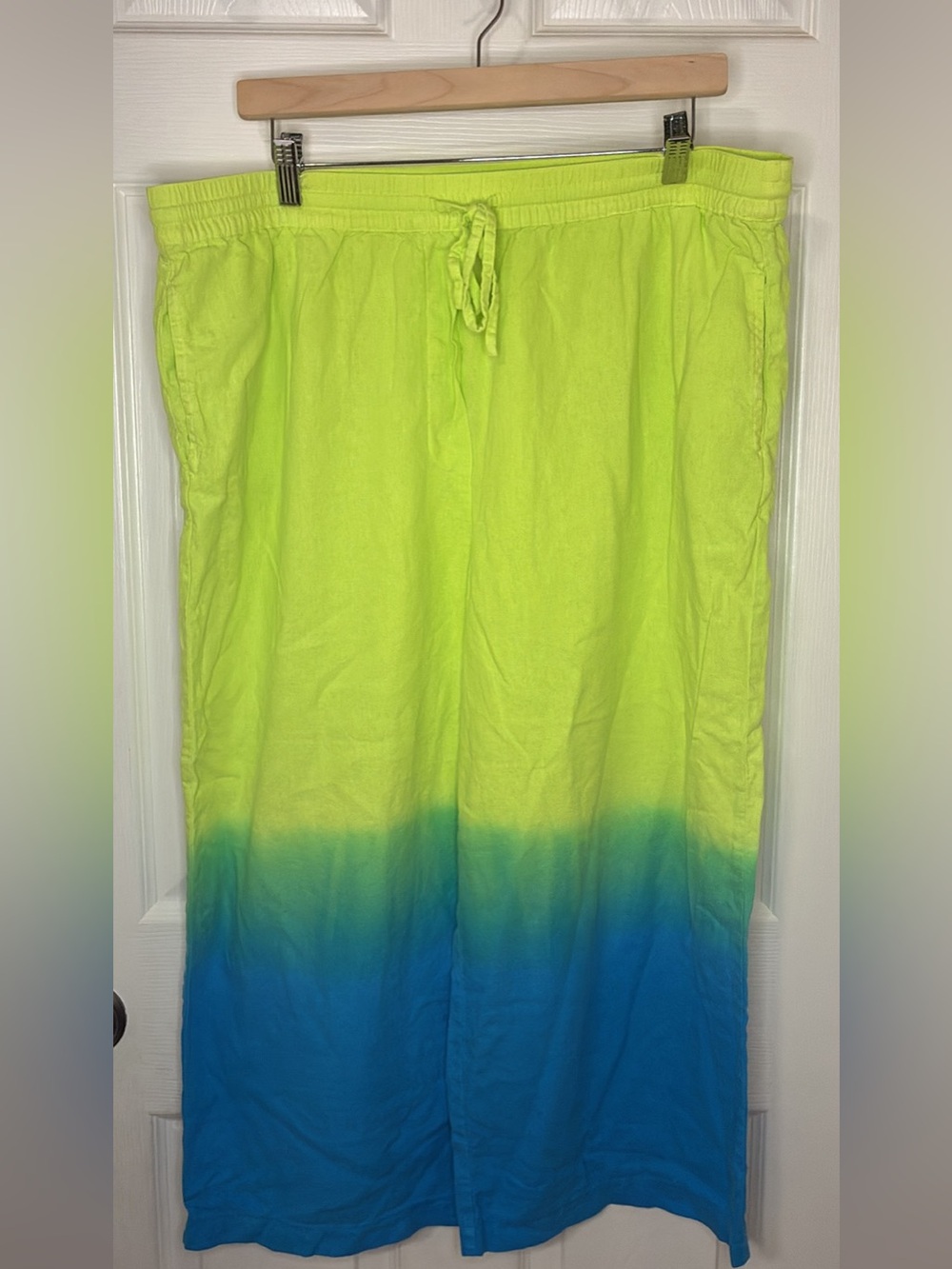 Dkny Neon Yellow to Blue Ombre Drawstring Pants